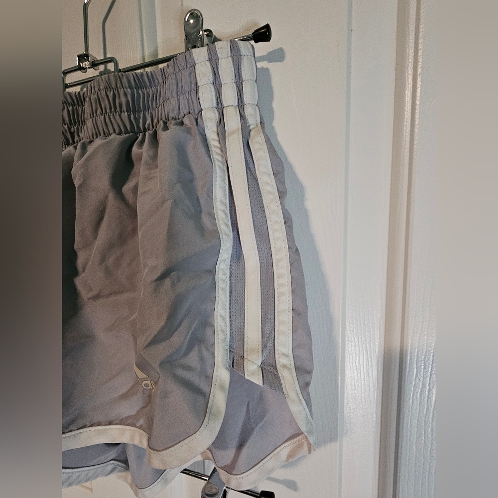 Adidas Gray/Silver Athletic Running Shorts Prime Green Women's Sz S 3" - Picture 3 of 8